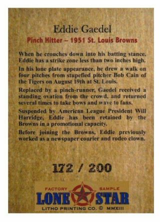 Eddie Gaedel St.  Louis Browns / rare midget ballplayer / cond 2
