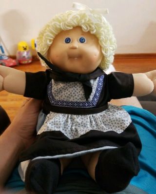 Cabbage Patch Doll Vintage 1986 Blonde Hair Blue Eyes Red Signature Excell