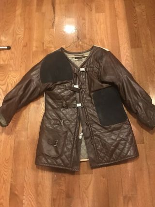 Hunting Shooting Jacket Vtg 10x Manufacturing Co Leather Size 42 Heavy Rare