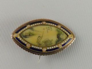 (ref165dp 1) Rare 15ct Gold Chinese Brooch Circa 1760 With Character Marks 16.  2g