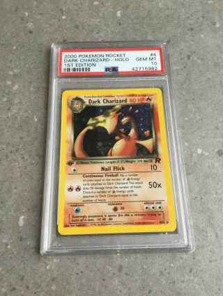 Pokemon Tcg 1st Edition Dark Charizard 4/82 Team Rocket Holo Rare Psa 10 Gem Mt