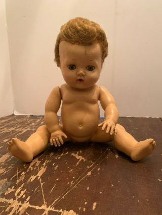 Vintage American Character Tiny Tears Baby Doll With Caracul Wig