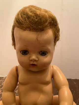 Vintage American Character Tiny Tears Baby Doll With Caracul Wig 2