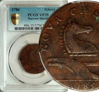 1786 Pcgs Vf - 35 Jersey Copper Colonial Cent (maris 15 - L,  W - 4820,  R.  4) Rare