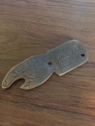 Coca Cola Antique Style Brass Bottle Opener Solid Metal Keychain Tool Patina Vg
