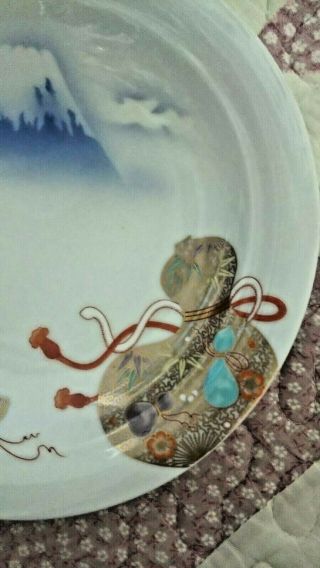 Japanese Lucky plate of Mt.  Fuji with Snake ARITA ware from Japan 3
