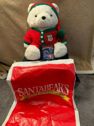 1990 Dayton Hudson Santa Bear Dream Bear W/dream Adventure Book & Bag