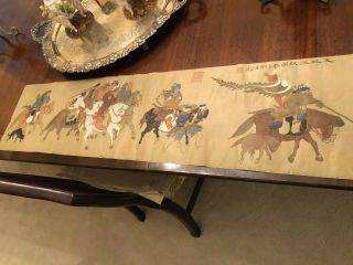 Antique Chinese/japanese Signed Painting On Silk Hunt Scene (unframed)