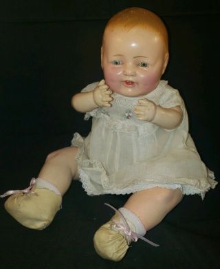 Baby Bubbles Type Unmarked Composition/cloth Doll 14 " Open Mouth,  Tin Eyes
