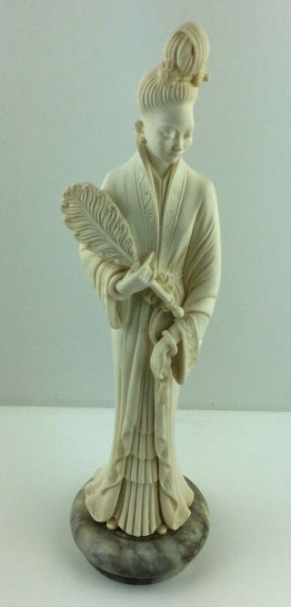 Vintage Carved Chinese Japanese Oriental Women Statue Figurine - Signed