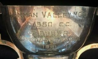 1961 Amman Valley Wales Motorcycle Vintage Silver Plate Trophy,  Loving Cup