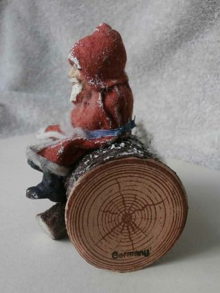 Rare Antique German SANTA Claus on a LOG Candy Container 3