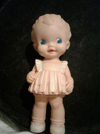 Vintage Sun Rubber Co.  Squeaky Girl Doll By Ruth Newton,  Signed