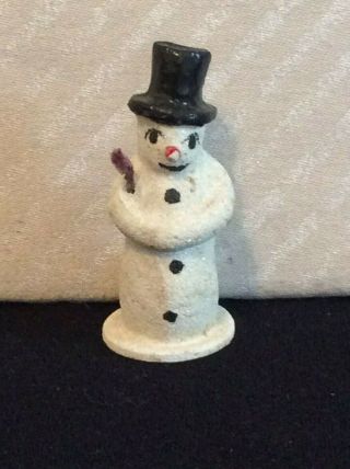 Antique Snowman W/ Top Hat Snowbaby Snowed Figure Snow Baby Snowbabies