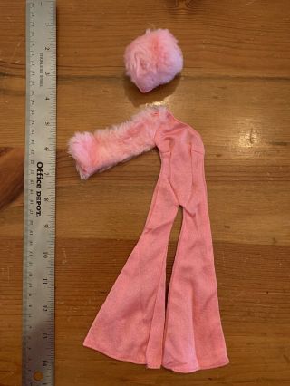 Vintage 1970s Mego Cher Pink Panther Pantsuit With Fur Hat Doll Outfit