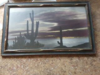 Vintage Bear Photo Co Hand Colored Oil Photo " Desert Scene " Arizona