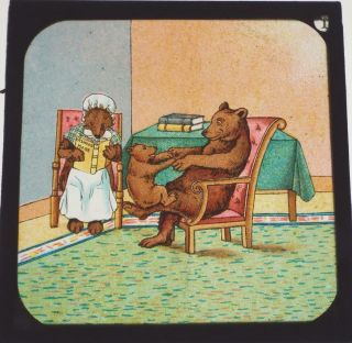 The Three Bears Set Of 7 Antique Primus Magic Lantern Slides C1900 - Goldilocks