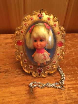 Vintage 1966 Lola Lucky Locket Kiddle Liddle (mattel,  Kiddles) 3536 With Chain