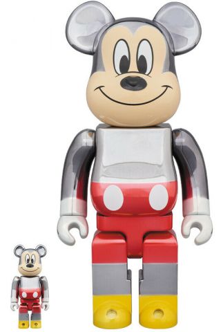 Be@rbrick 100 & 400 Fragmentdesign Mickey Mouse Color Ver.  From Japan
