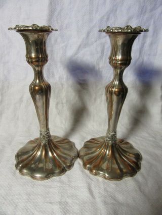 Pair 9 " Antique Organic Art Nouveau Candlesticks Silver Plated With D S Mark