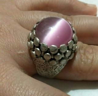 Ancient Antique Victorian Silver Ring Natural Agate Gemstone Old Vintage