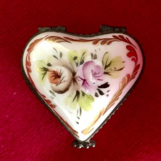 Antique French Porcelain Hand Painted Trinket/ring Box