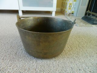 Antique Vintage Brass Pan,  Jam Pan Cauldron,  Cooking Pot,  Flowers Swing Handle