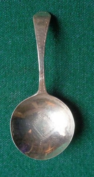 Antique Georgian Hallmarked Solid Silver Bright Cut Caddy Spoon