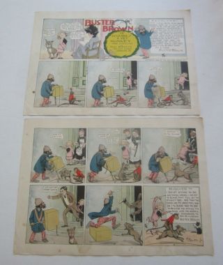 Old Antique 1903 - Buster Brown - Acquires A Pet Monkey - Cartoon Prints