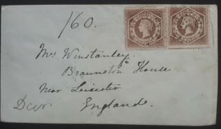 Rare 1860 Nsw Australia Cover Ties 2 X 6d Fawn Large Diadem Stamps Grafton To Uk