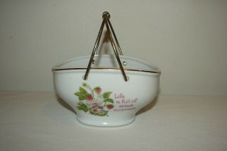Vintage Strawberry Shortcake Porcelain Basket Trinket Dish