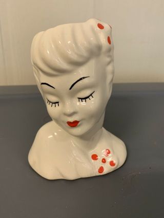Lady Head Vase With Red Lipstick/ Maker Unknown