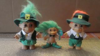 Russ Troll Doll 5 " & 3 " Irish Set / Russ Troll Dolls / Vintage Toys / Toys