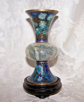 Make An Offers Vintage Rare Beijing Cloisonne Vase Inside Glass Painting