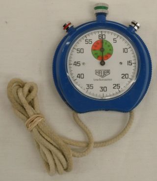 Vintage Blue Tag Heuer Trackmaster 3 Button Stopwatch Swiss 8047