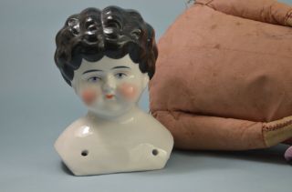 Antique 5.  5” German Girl Porcelain Chinahead Doll - Shoulderhead Only