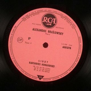 Brailowsky Liszt Hungarian Rhapsodies LP RCA France 1950 ' s RARE PINK promo M - 3