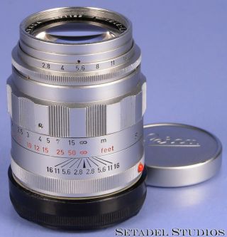 Leica Leitz 90mm Tele - Elmarit - M F2.  8 1st V Fat Chrome 11800 M Lens,  Caps Rare