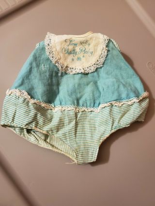 Vintage Mattel 1962 Tiny Chatty Baby Outfit,  Light Blue Romper Rare
