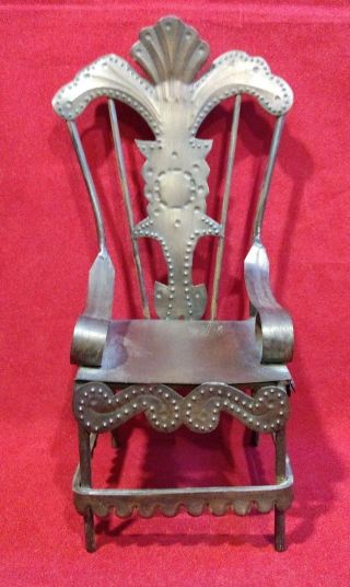 Punched Tin Doll Or Bear Chair Miniature Furniture Armchair Vintage