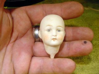 excavated vintage painted bisque swivel doll head age 1890 German Hertwig 13809 3