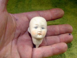excavated vintage painted bisque swivel doll head age 1890 German Hertwig 13810 3