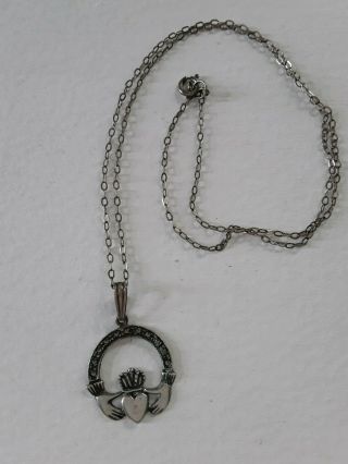 Antique Victorian Marcasite And Sterling Silver Romantic Necklace