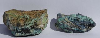 Rare Locality Turquoise Specimens (2) - - Llanada Mine,  California - - Collected 10 - 73