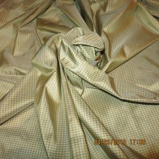 Tissue Silk Taffeta Gingham 1/32 " Green/cream Miniature Antique Doll Dress