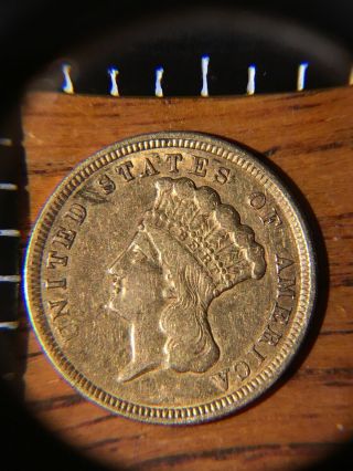 1856 $3 Three Dollar Gold Indian Princess Head Extremely Rare Us Coin