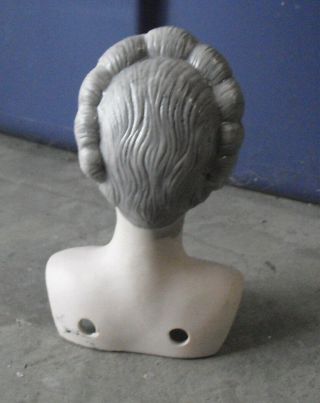 Vintage 1960s Japan Bisque Molded Hair Girl Doll Head and Shoulders 4 1/4 