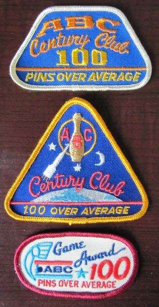 American Bowling Congress Abc 100 Pins Over Average Patches Award (3 Different)
