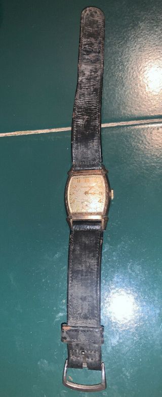 15 Jewel 10k Rolled Gold Plate Sterling Base Bullova Watch Omega Band