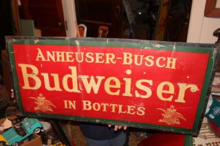 Rare Large Vintage 1918 Budweiser Beer Pre - Prohibition Gas Oil 42 " Sign